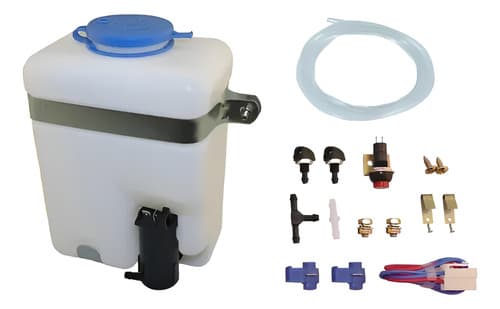 Kit Universal Deposito Parabrisas Sapito + Bomba + Manguera - Blanco