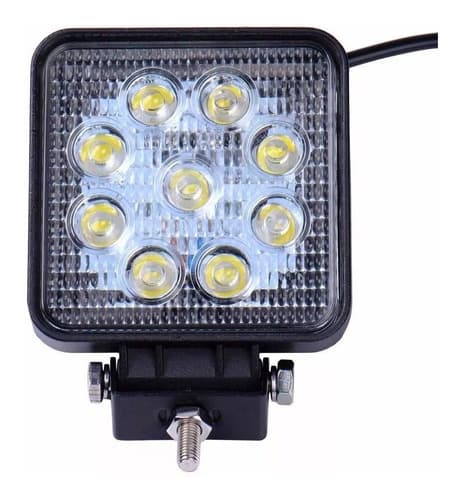 Faro Led Auxiliar Cuadrado 12v 24v 27w Moto Auto Camion Nave